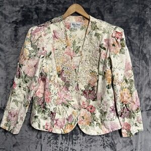 Vintage Nah Nah Women's 20W Floral Blazer Floral Embroidered Puff Sleeve Cottage
